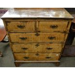 An 18th century walnut and pine sided five drawer straight fronted chest of drawers