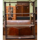 A set of 19th century mahogany and bobbin turned wall shelves