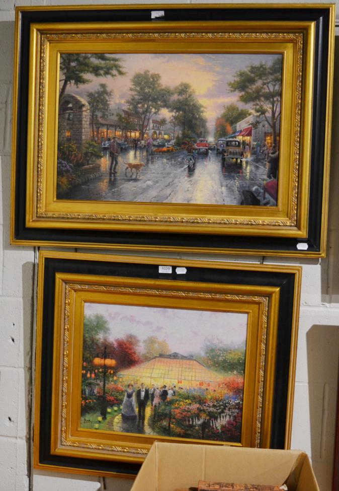 After Thomas Kinkade (American 1958-2012), limited edition canvas prints with hand embellished