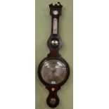 A 19th century rosewood wheel barometer with silvered dial