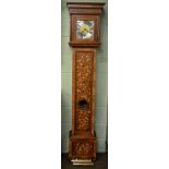 A late 17th century style marquetry inlaid longcase clock, striking reproduction movement