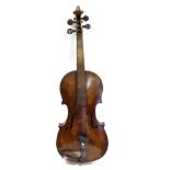 Violin 13 7/8'' two piece back, with tailpiece with floral mother of pearl decorationShows