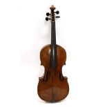 Violin 14 1/4'' one piece back, ebony fingerboard and pegs, label reads 'Antonius et Hieronymus Fr