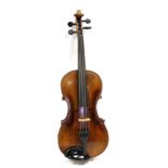 Violin 14 1/8'' one piece back, ebony fingerboard and pegs, with label 'Luigi Salsedo Liutai Facit