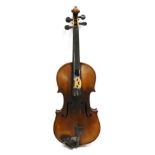 Violin 14 1/8'' two piece back, ebony fingerboard, with label 'Copie de Gaspar da Salo in Brescia