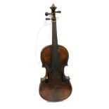 Violin 14.125'' two piece back, label reads 'Fried. Aug. Glass. Verfertigt Nach Antonius