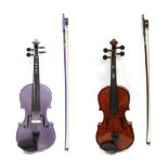 Stentor Harlequin Full Size Violin in metallic purple, with matching bow (cased); together with