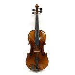 Violin 14'' two piece back Czech student violin, cased