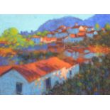 John Mackie (b.1955) ''The Village of Grazalema, Nr. Seville'' Signed and dated (19)99, pastel, 58cm