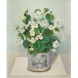 Audrey Johnson (1918-2010) ''Begonias'' Signed and dated 1988, oil on board, 28.5cm by 23cm See