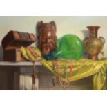 Oisin Roche (b.1973) Irish ''Oriental Still Life'' Signed and inscribed verso, oil on canvas, 49cm