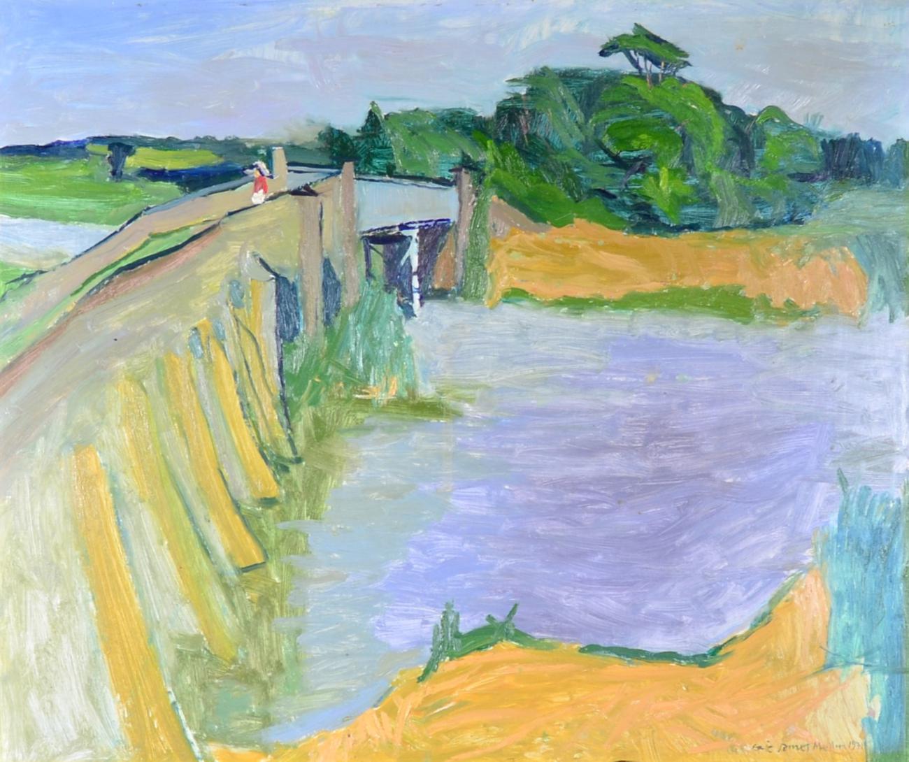 Eric James Mellon (1925-2014) ''Bridge over River Arun at Coldwaltham, W. Sussex'' Signed and