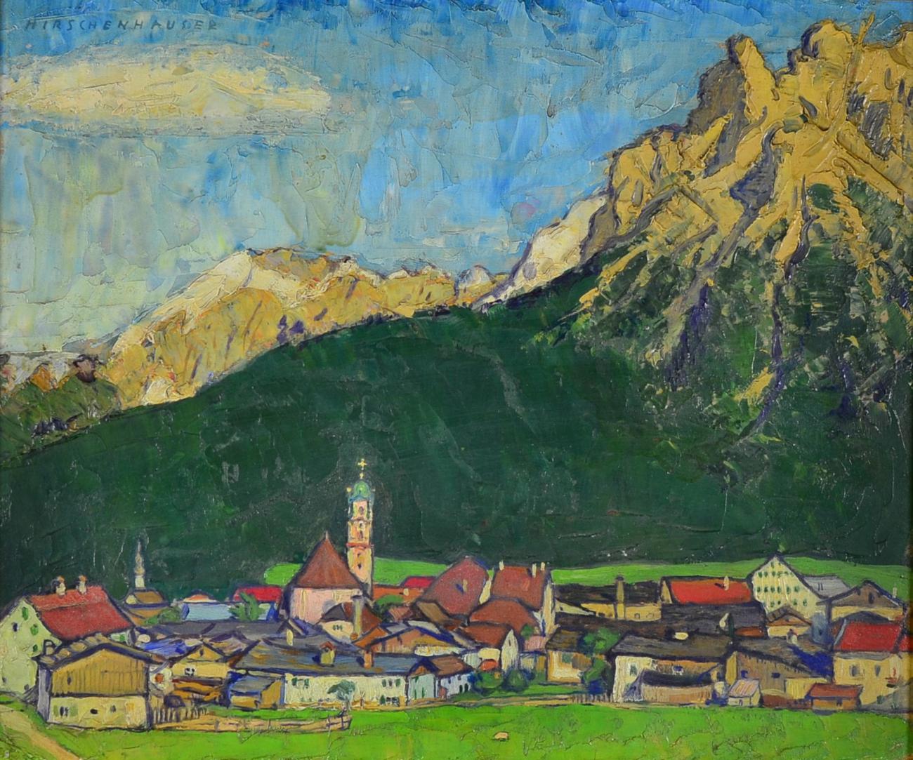 Rudolf Paul Hirschenhauser (b.1882-?) Austrian ''Mittenwald'' Signed, signed and inscribed verso,