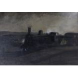 Ernest Burnett Hood (1932-1988) Steam train Signed, oil on board, 51cm by 94cm