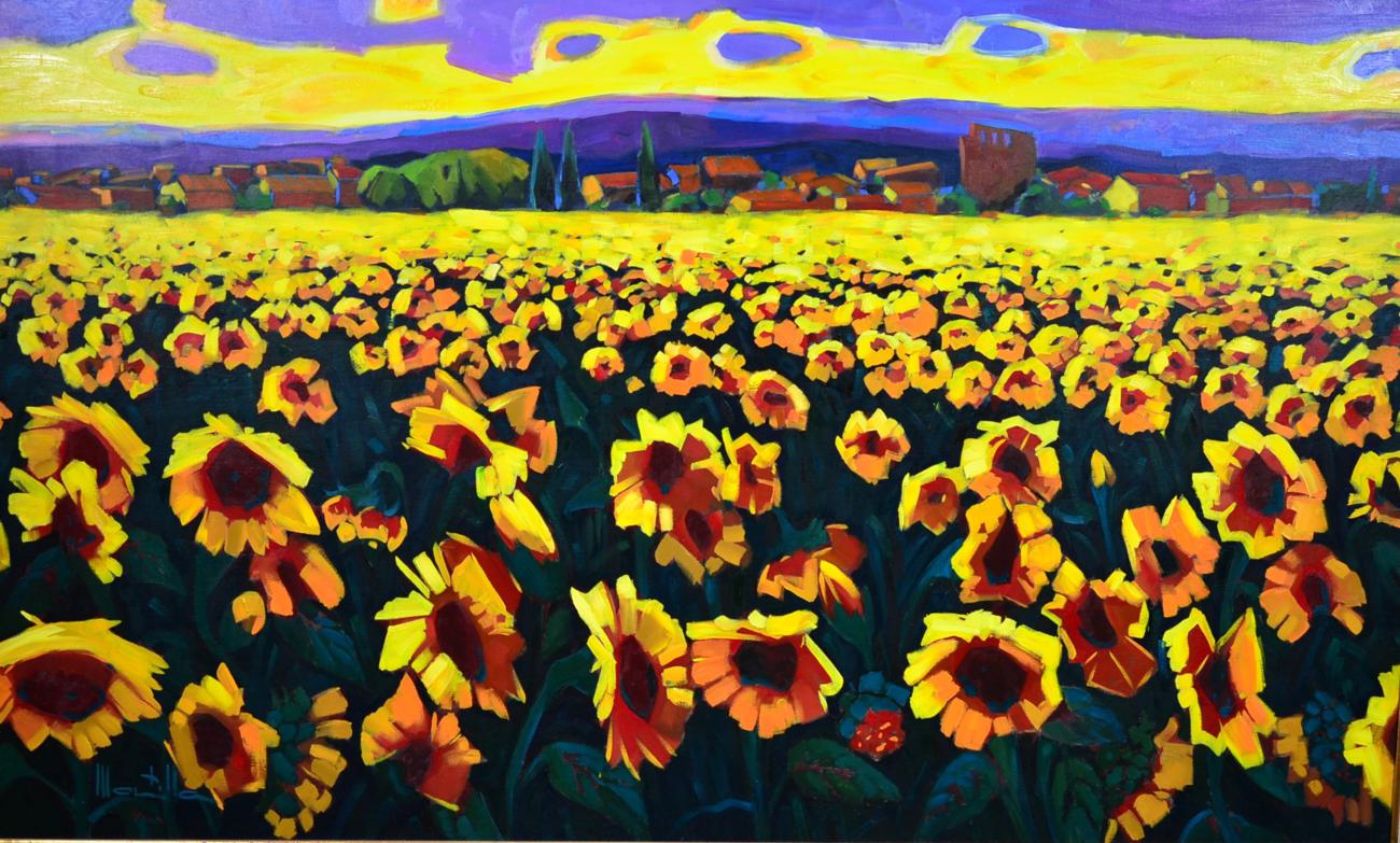 Chico Montilla (b.1961) Spanish ''El Sueño de los Girasoles'' (Dream of Sunflowers) Signed, oil on