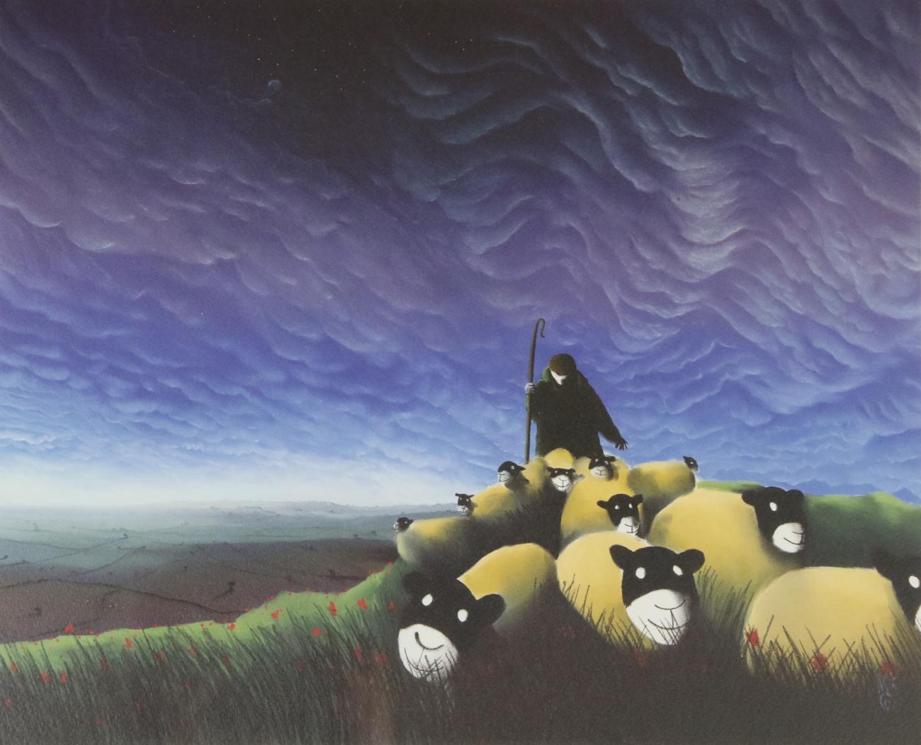 After Mackenzie Thorpe (b.1956) ''Vale Over Yorkshire'' Signed, inscribed and numbered CXXXIX/CC,