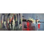 Harry Lord (Mid 20th century) ''Pulsation'' Signed and inscribed, oil on board with original