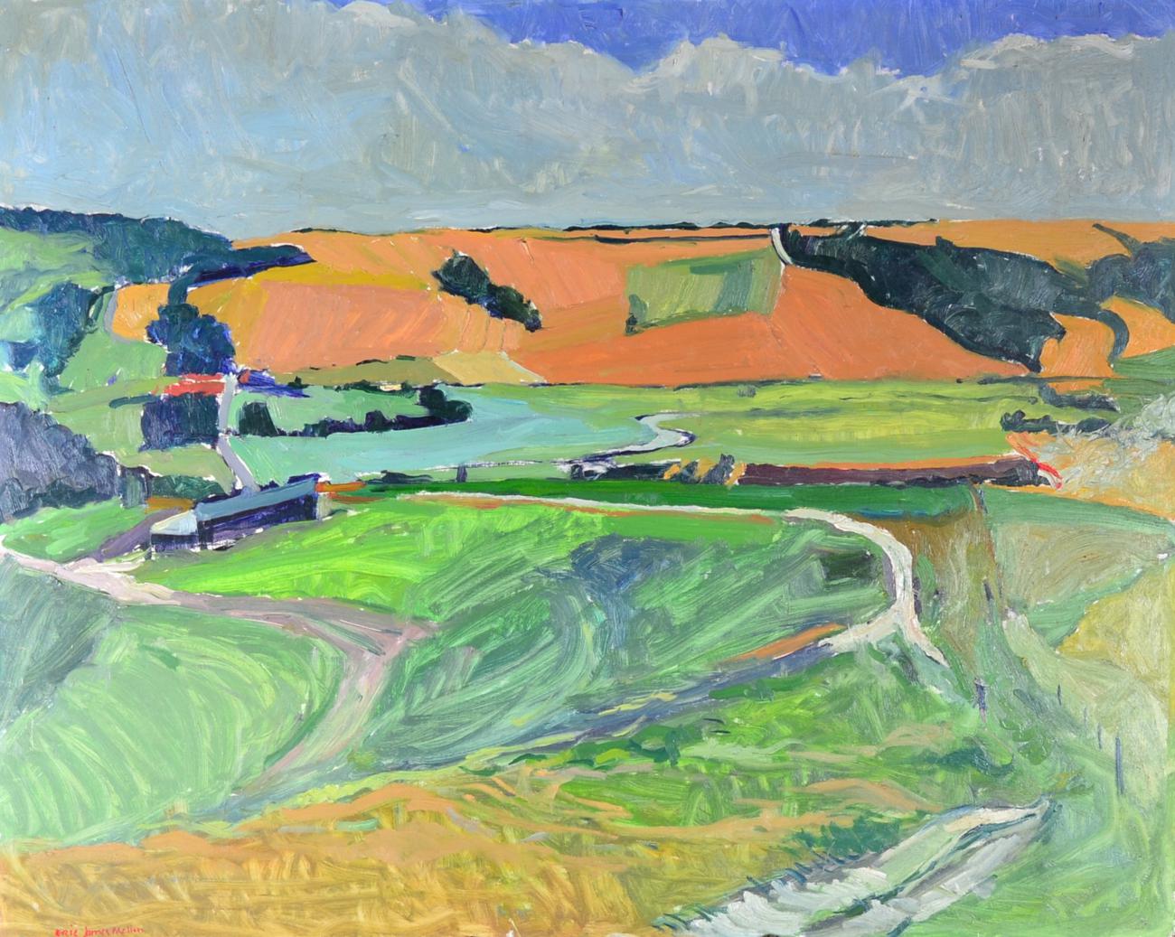 Eric James Mellon (1925-2014) ''View of the South Downs from Houghton, West Sussex'' Signed,