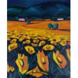 Chico Montilla (b.1961) Spanish ''Girasoles'' Signed, inscribed verso, oil on canvas, 45cm by 37cm