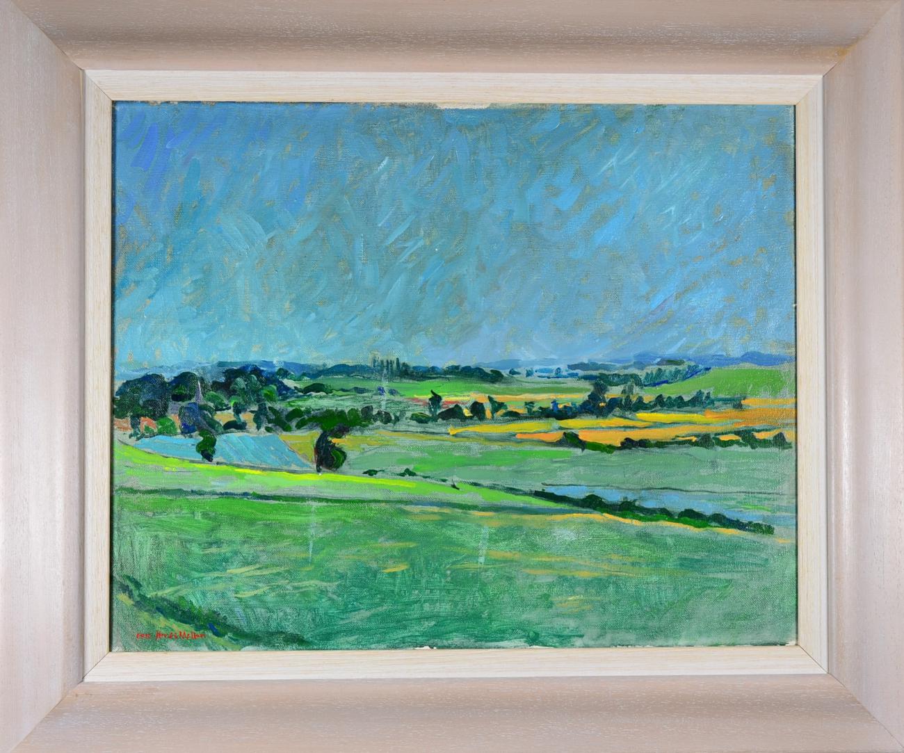 Eric James Mellon (1925-2014) ''Amberley Wild Brooks, West Sussex'' Signed, inscribed verso, oil