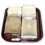 Four various table cigarette boxes, three with engine turned engraving, the largest 15cm wide (4)