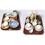 Miscellaneous ceramics including a pair of Royal Worcester cups and saucers and three vases etc (