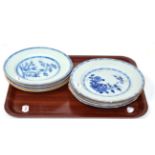 A group of ten Chinese export blue and white plates, Qing Long period