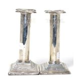 A pair of silver candlesticks, Birmingham, weighted bases (a.f.) (2)