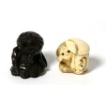 A late 19th century Japanese netsuke signed and a netsuke modelled as an octopus on a turtles