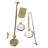 A silver pocket watch, gilt metal pocket watch and a white metal pocket watch (3)