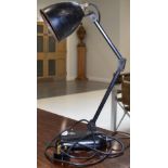 A Vintage Pivoting Metal Anglepoise Lamp, with original shade, fitted for electricity, the base 17cm