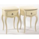 A Pair of French Style Cream Painted Bedside Tables, of recent date, retailed by John Lewis, each