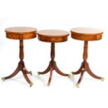 Brights of Nettlebed: Three Regency Style Drum Wine Tables, of recent date, comprising a burr walnut