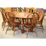 Batheaston: A Reproduction Oak Dropleaf Dining Table, of recent date, with two leaves to form an