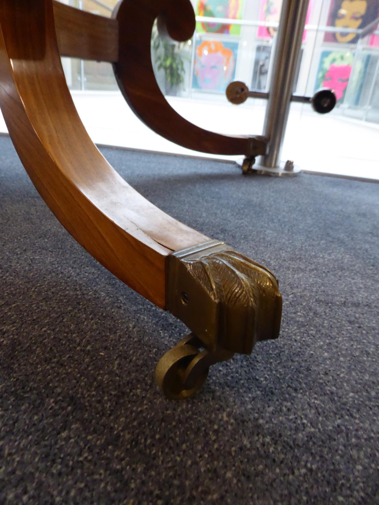 A Pair of Reproduction Sofa Tables, in Regency style, each with rounded drop leaves above two real - Image 4 of 9