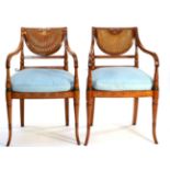 Brights of Nettlebed: A Pair of Regency Style Polychrome Decorated and Cane Seated Armchairs, of