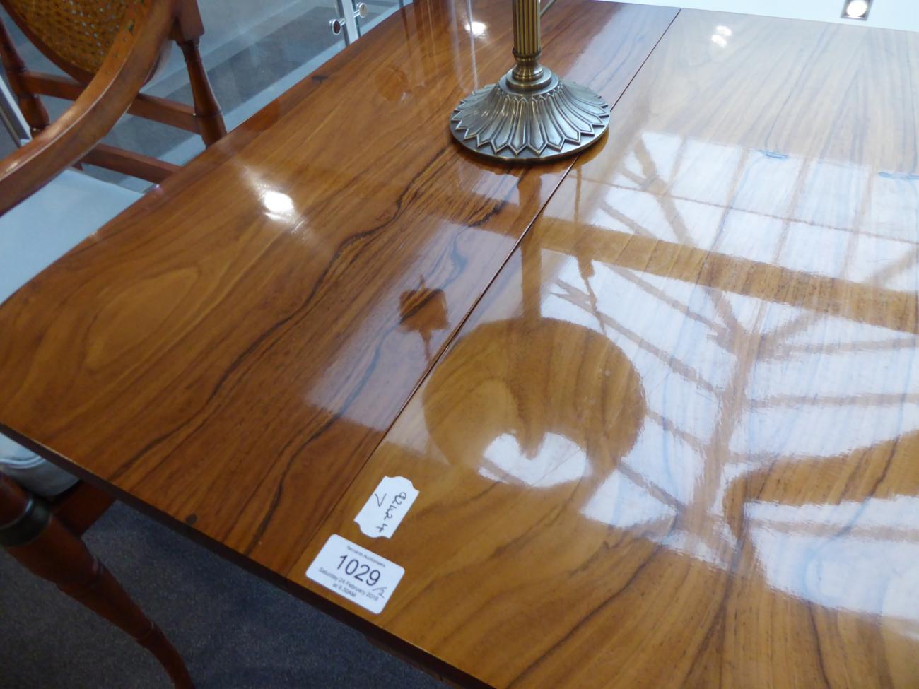 A Pair of Reproduction Sofa Tables, in Regency style, each with rounded drop leaves above two real - Image 2 of 9