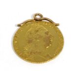 A George III, 1793 spade guinea with soldered mount, as a pendant 9.1g gross