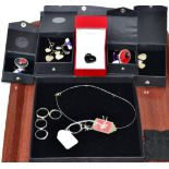 A collection of modern designer silver jewellery, by Kyn Kinnison, including two large silver and