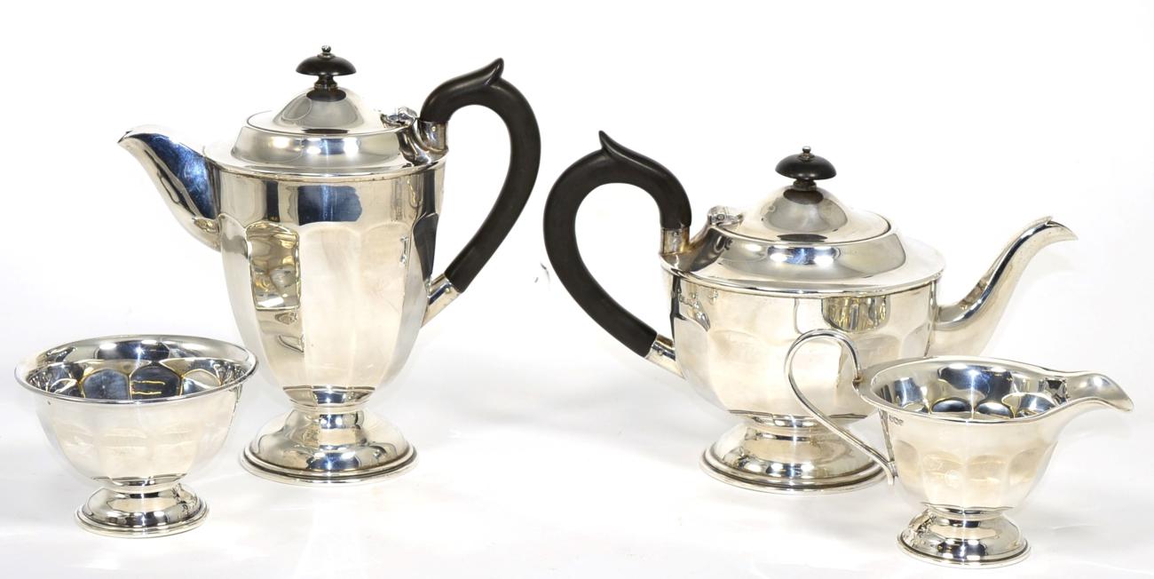 A four piece silver tea and coffee set, Edward Viner, mid 20th century