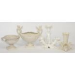 A Royal Worcester blanc-de-chine twin handled vase and three others (4)