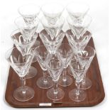 Waterford Crystal 'Sheila' Pattern glasses comprising ten wine glasses and five sherry glasses