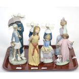 Eight Lladro figures including three nuns (two a.f.)