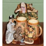 A Beswick horse, two Goebel figures, Capodimonte type figure (a.f.) etc (12)