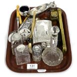 A quantity of silver and plated items including a small silver sauce boat, a silver box, cigarette