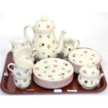 A Villeroy & Boch tea service comprising teapot, cream, sugar, six tea cups, six saucers and six