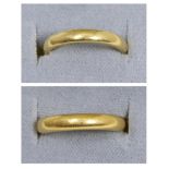 A 22 carat gold band ring, finger size K and an 18 carat gold band ring, finger size H1/2 (2)22ct