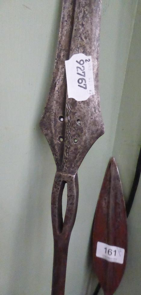 African hardwood staff and a similar spear (2) - Image 3 of 6