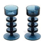 A pair of King's Lynn glass Sheringham pattern candlesticks, designed by Ronald Stennett Willson,