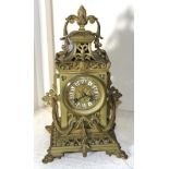 A brass striking mantel clock, circa 1890